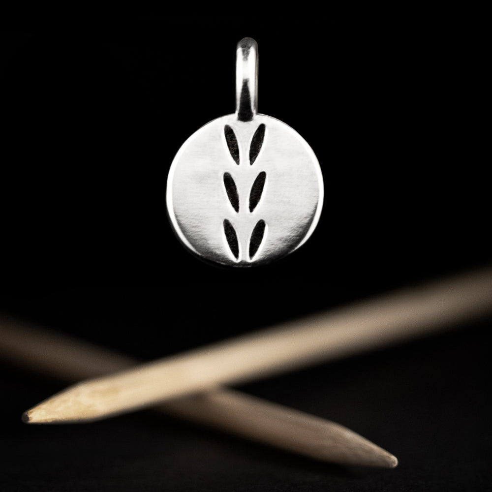 Double Sided Sterling Silver Purl and Stockinette Stitch Motif Pendant/Stitch Marker