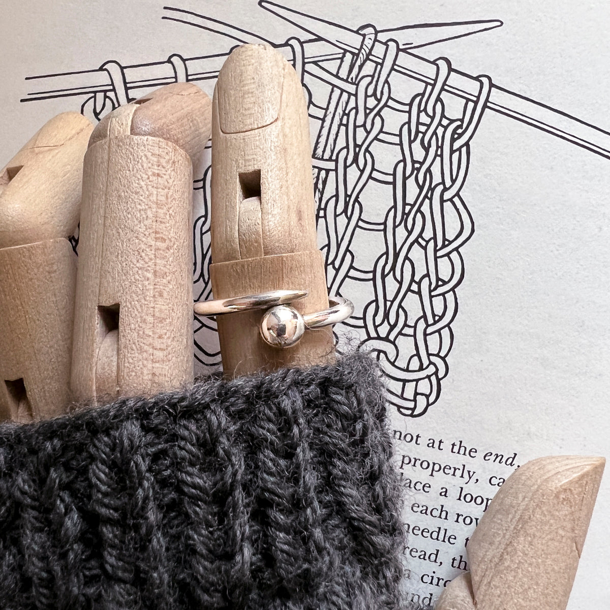Sterling Silver Knitting Needle Ring