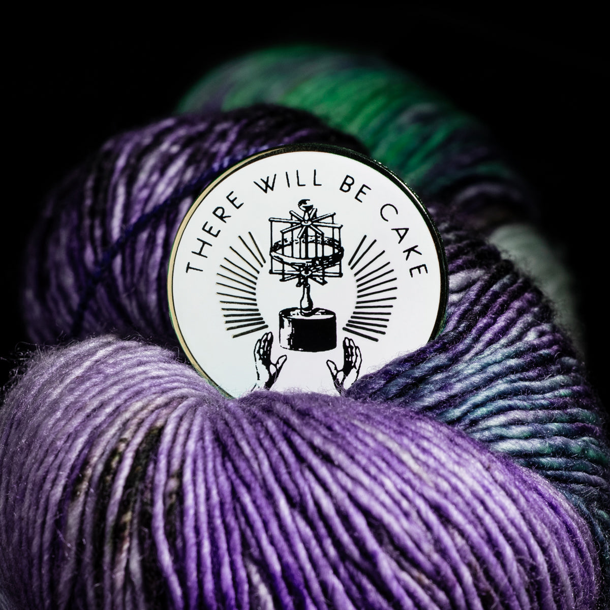 Best Gifts for Yarn lovers "There Will Be Cake" Enamel Pin with Yarn Swift