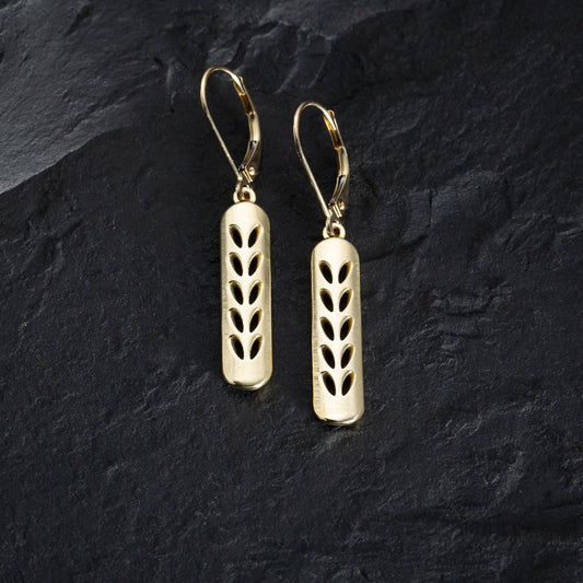 14K Gold Stockinette Stitch Motif Earrings-Short Row
