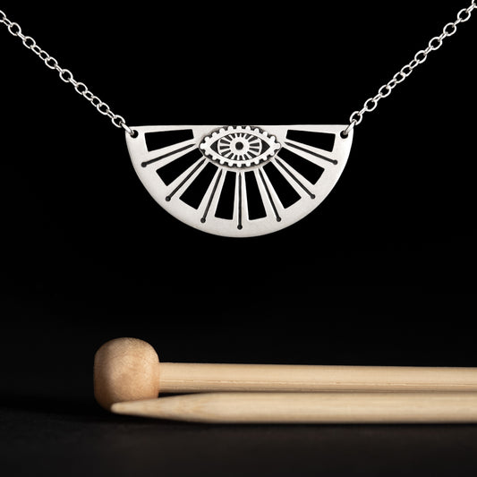 I Spy Knitting In My Eye Sterling Silver Necklace