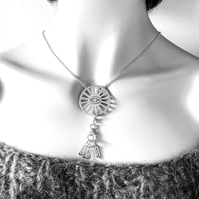 Sterling Silver Radiating Kat Eye Stitch Marker Necklace
