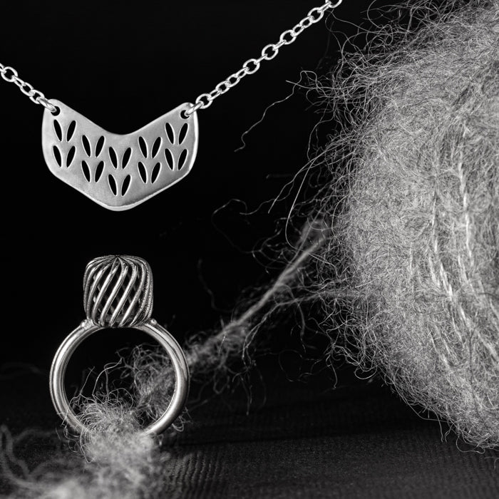 Stockinette Motif Chevron Necklace in Sterling Silver for Yarn Lovers