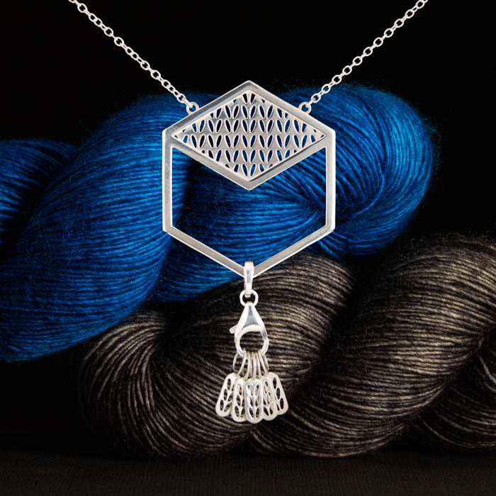 Sterling Silver Hexagon Stockinette Stitch Marker Necklace