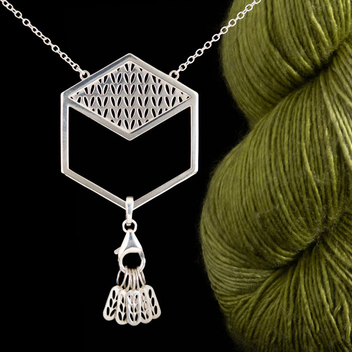 Sterling Silver Hexagon Stockinette Stitch Marker Necklace