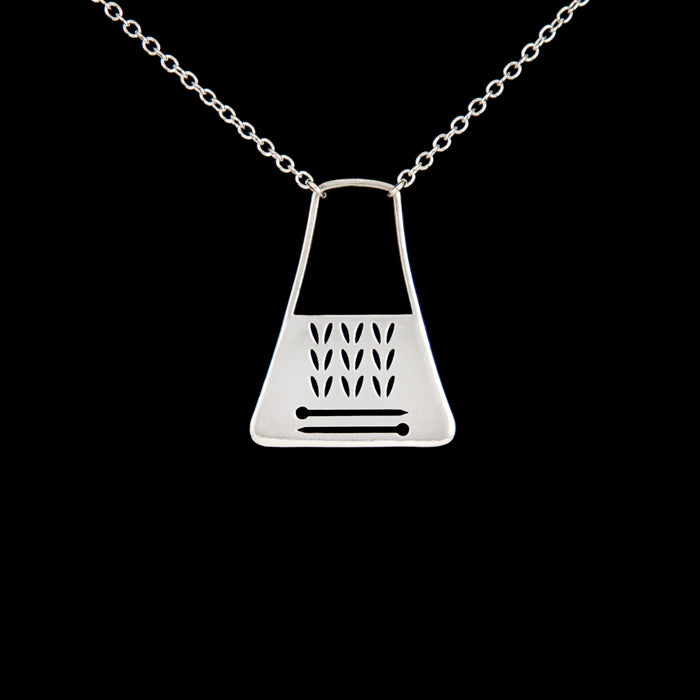 Stockinette Walking Project Bag Necklace in Sterling Silver for Yarn Lovers
