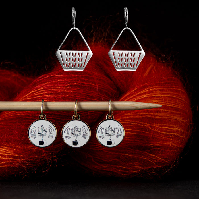 Sterling Silver Stockinette Stitch Motif Earrings - Project Bag