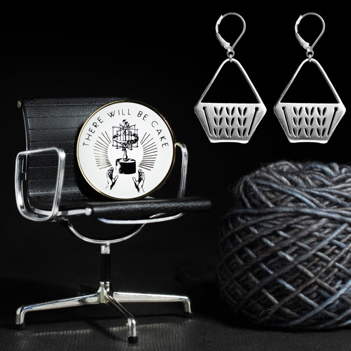 Sterling Silver Stockinette Stitch Motif Earrings - Project Bag
