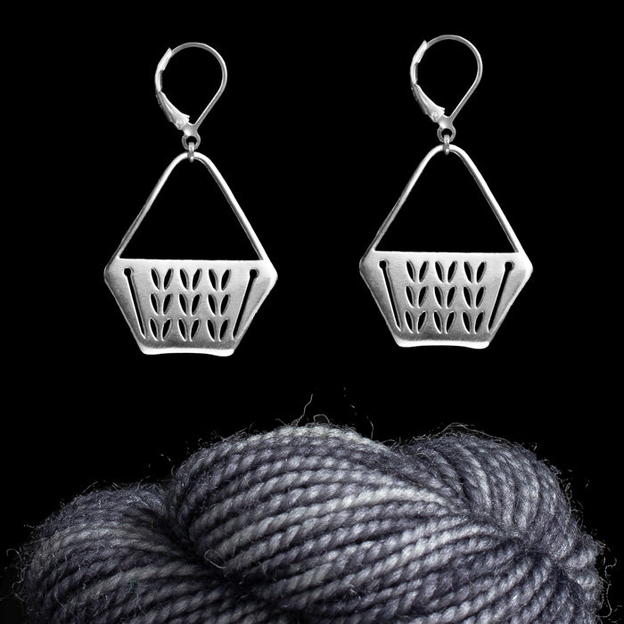Sterling Silver Stockinette Stitch Motif Earrings - Project Bag