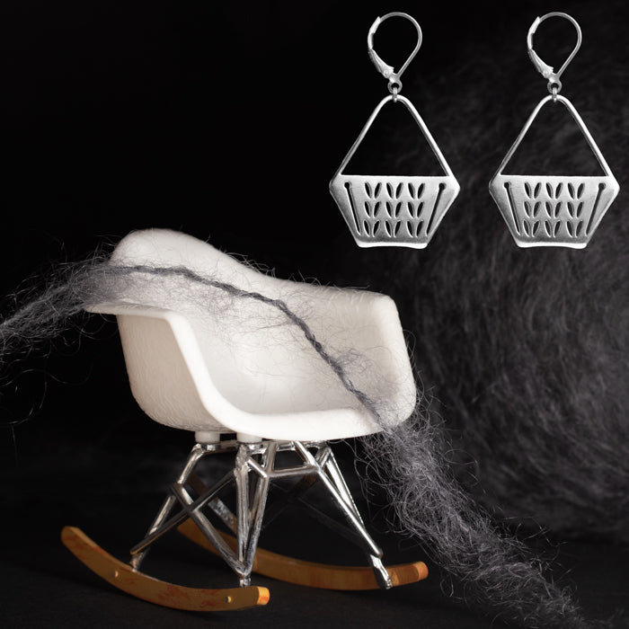 Sterling Silver Stockinette Stitch Motif Earrings - Project Bag