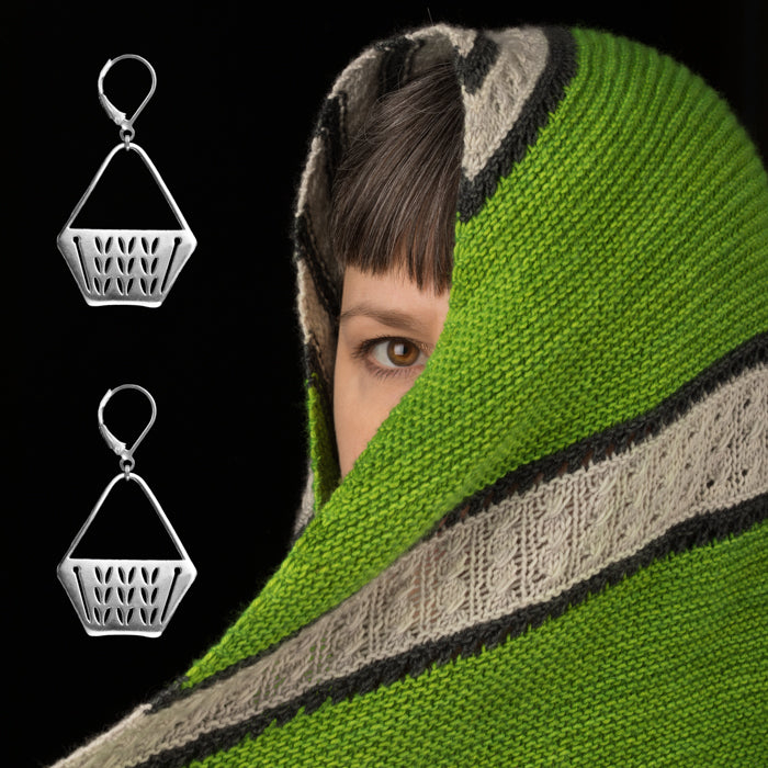 Sterling Silver Stockinette Stitch Motif Earrings - Project Bag