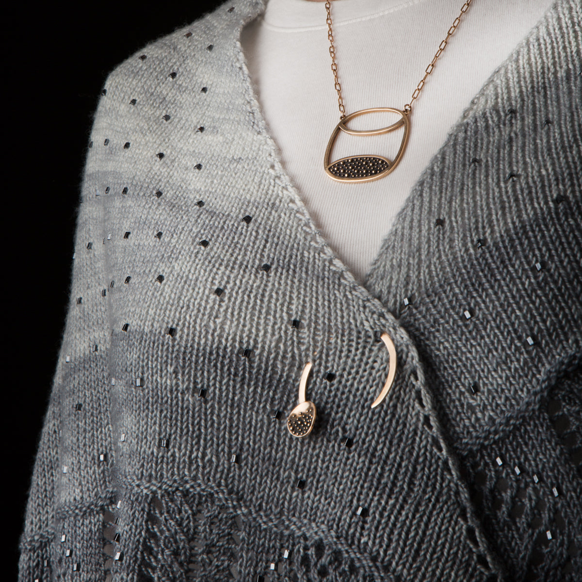 Small Sterling Round Demi-Sec Shawl Pin