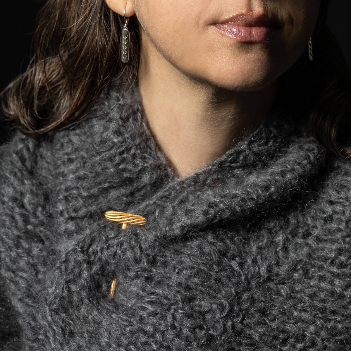 Porterness Studio Steel Twist Shawl Pin In Gold or Black