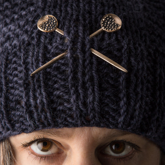 Porterness Studio Bronze Lolly Shawl Pin Luxury Knitting Jewelry for the Contemporary Yarn Connoisseur