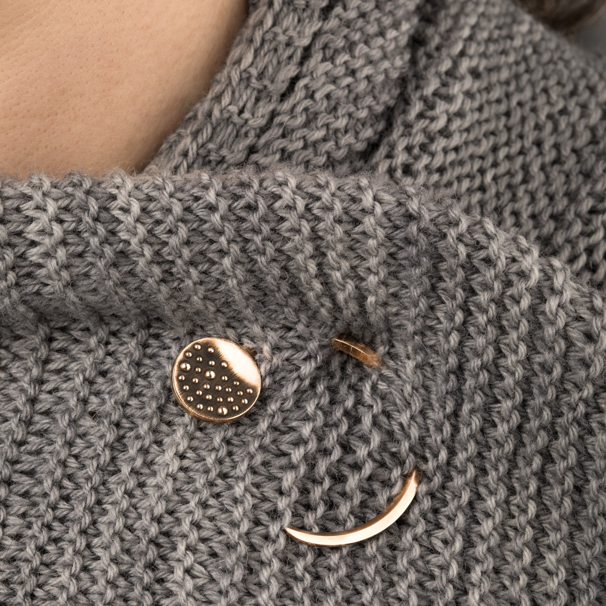 Porterness Studio Small Bronze Round  Demi-Sec Shawl Pin
