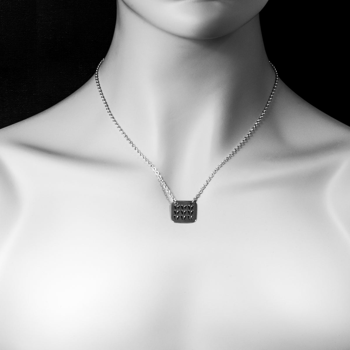Stockinette Motif Swatch Sterling Silver Necklace - Gift for Yarn lovers