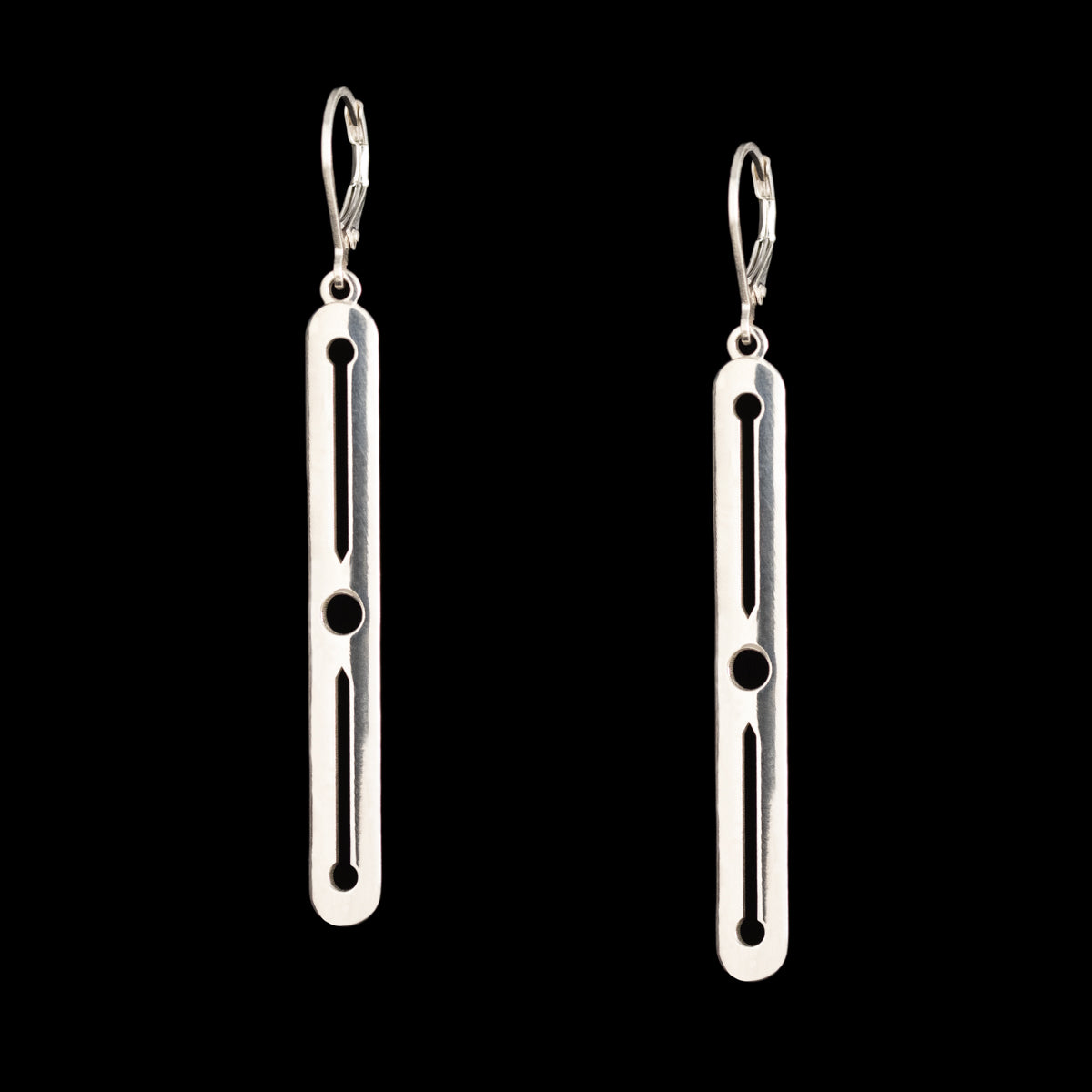 Sterling Silver Long Knitting Needle & Yarn Motif Earrings