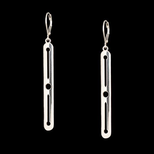 Sterling Silver Long Knitting Needle & Yarn Motif Earrings