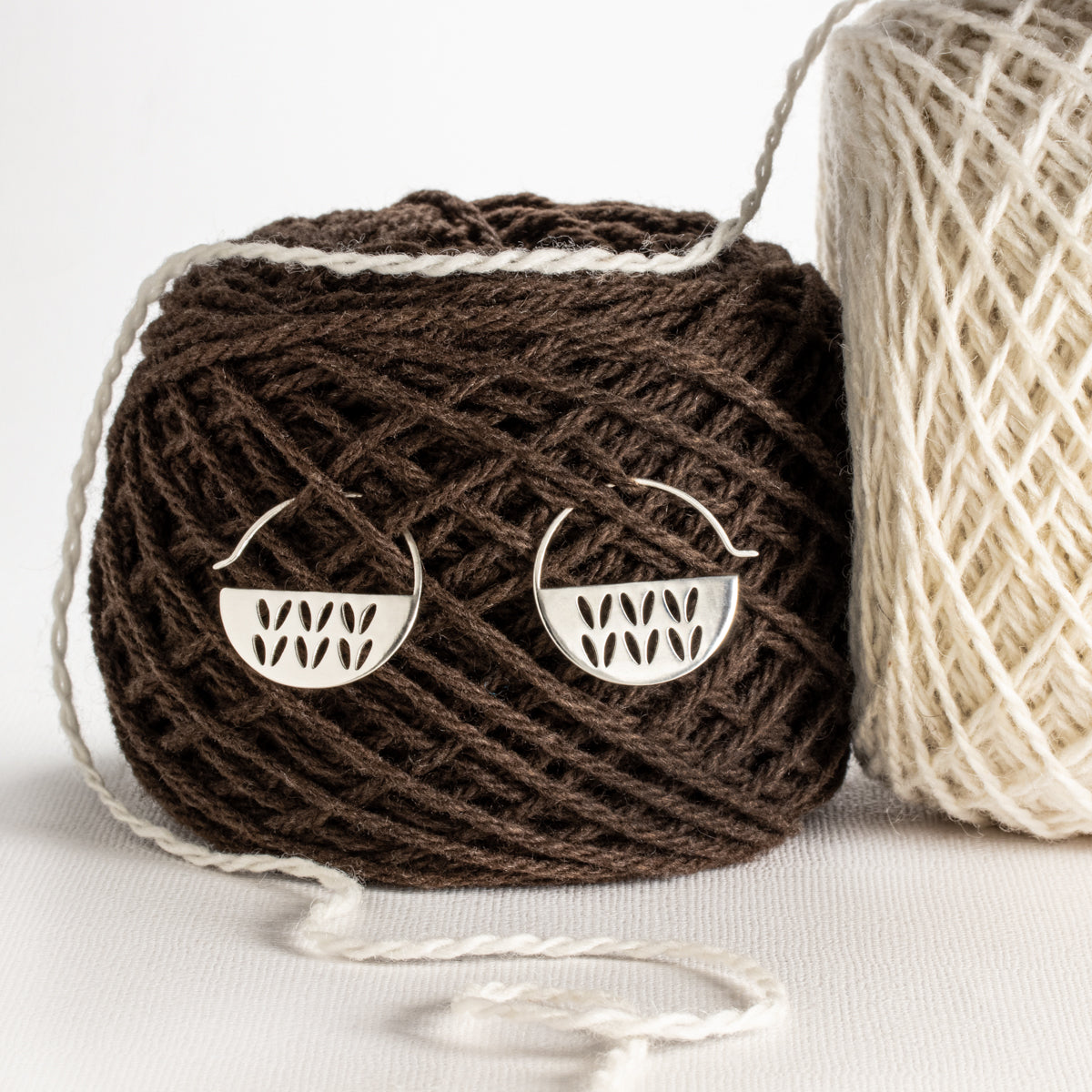 Sterling Silver In The Round Stockinette Stitch Motif Earrings