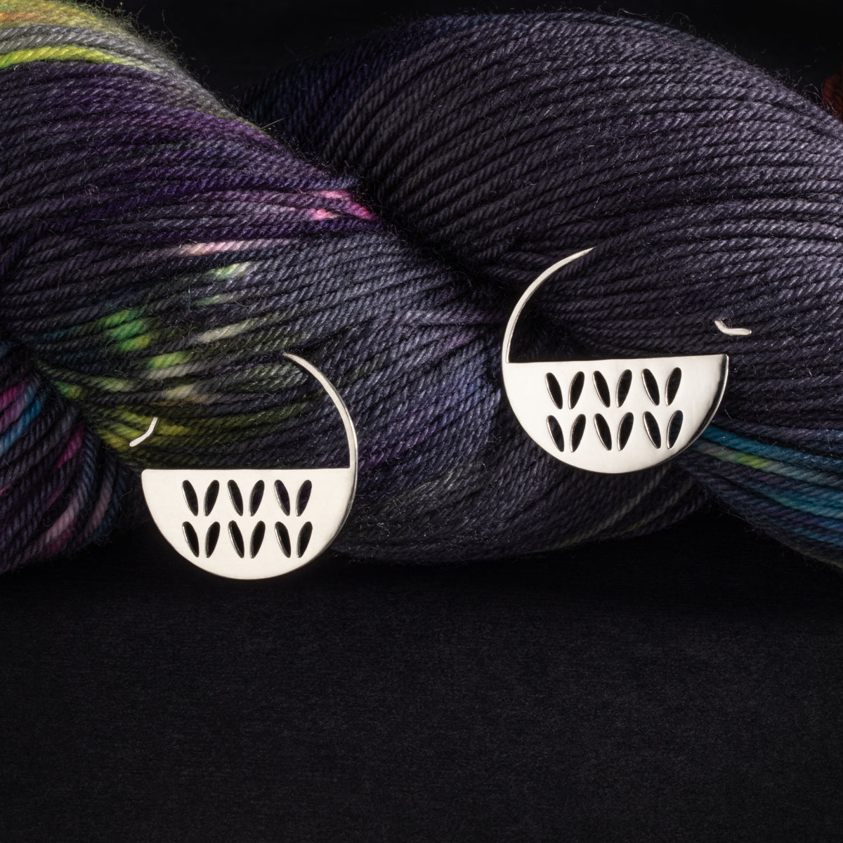 Sterling Silver In The Round Stockinette Stitch Motif Earrings