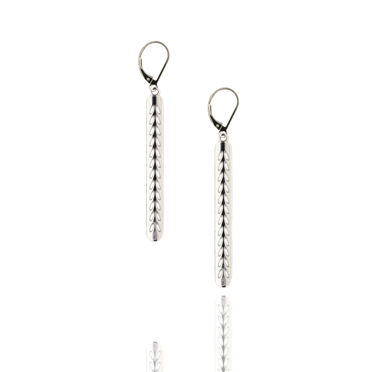 Sterling Silver Long Stockinette Stitch Motif Earrings