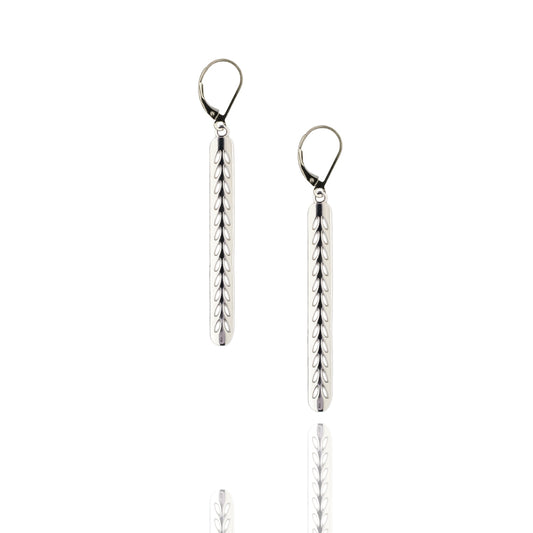 Sterling Silver Long Stockinette Stitch Motif Earrings