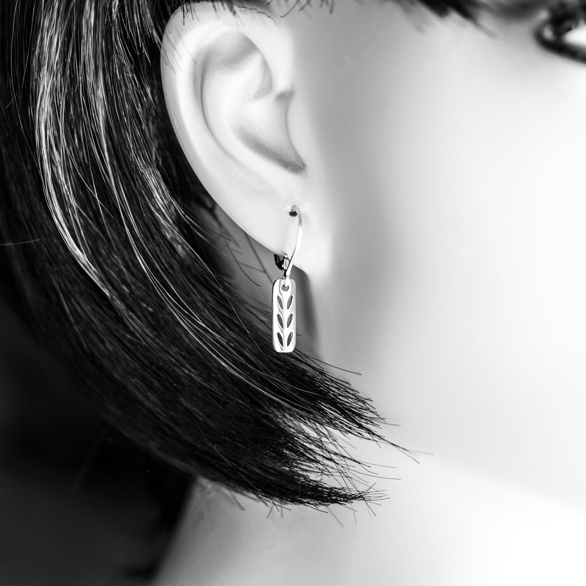 Silver Stockinette Stitch Motif Earrings- Gifts for Knitters