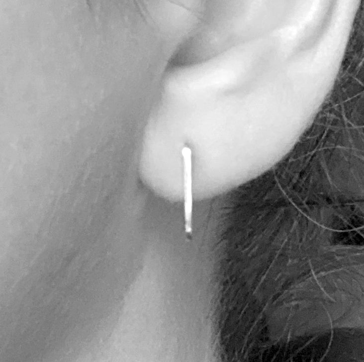 Silver Knitting Post Earrings- Stockinette Stitch/Bar