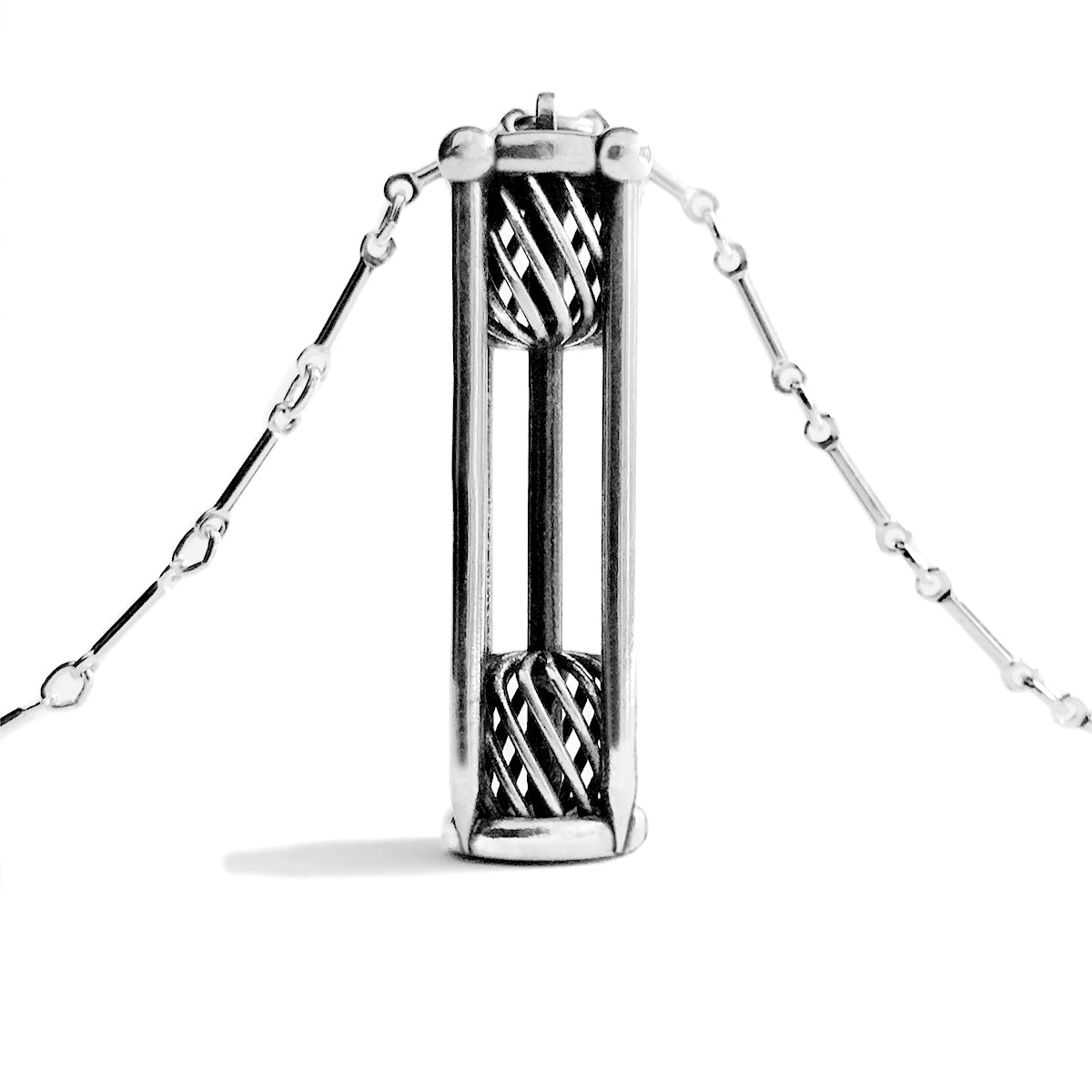 Sterling Silver Yarn Cake and Knitting Needle Pagoda Necklace