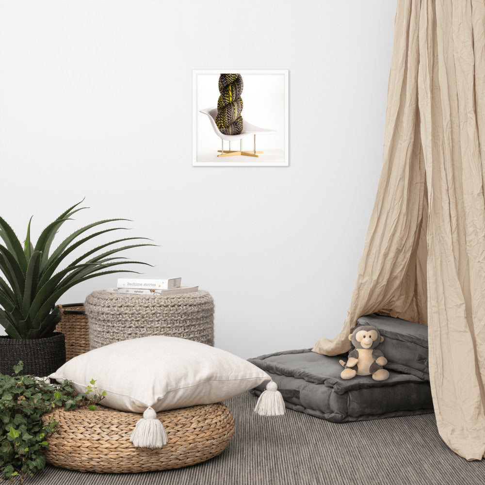 Porterness Studio Framed Photographic Print - Yarn with White Mid-Century Chair