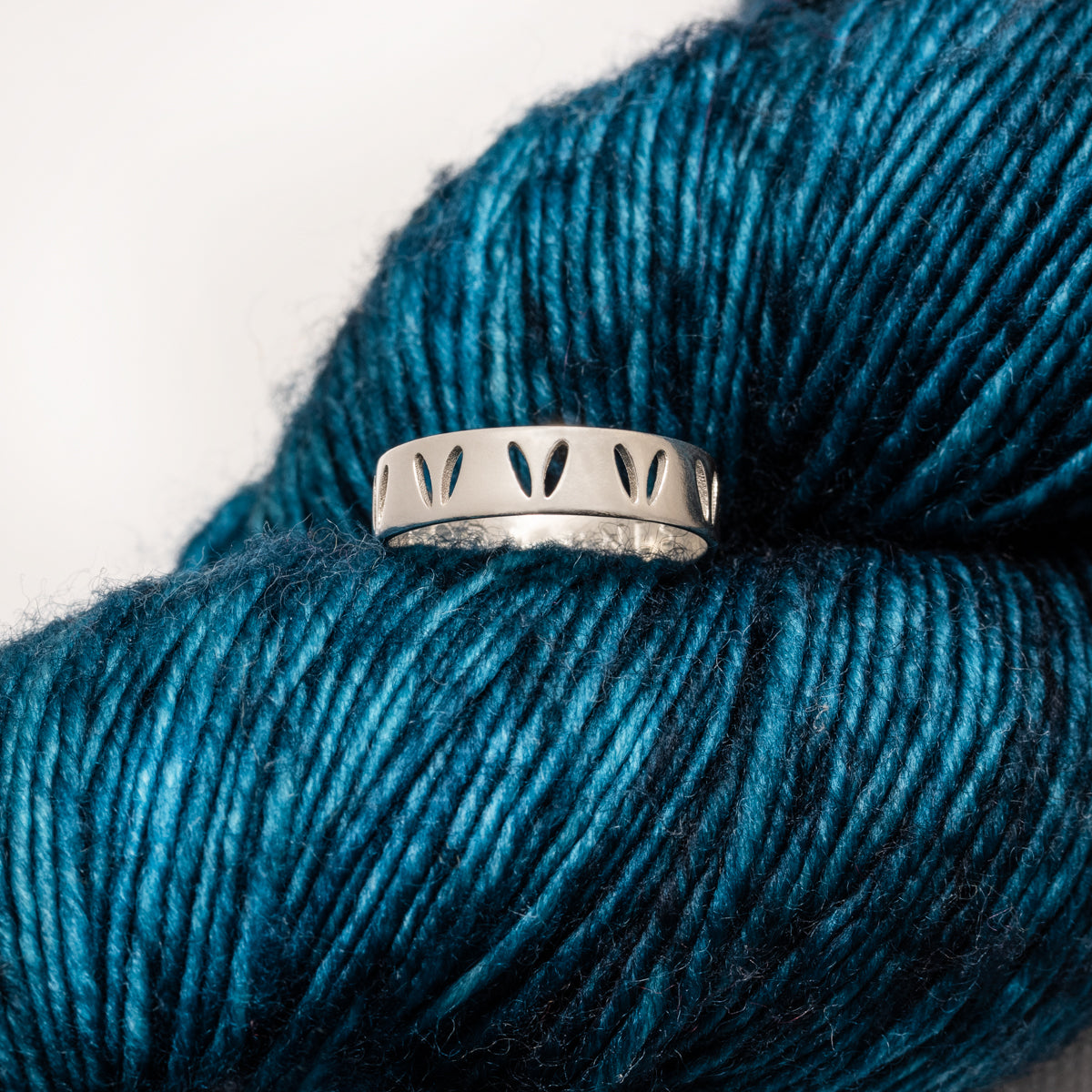 Sterling SilverStockinette Knit "Yarn Life" Ring for Knitters