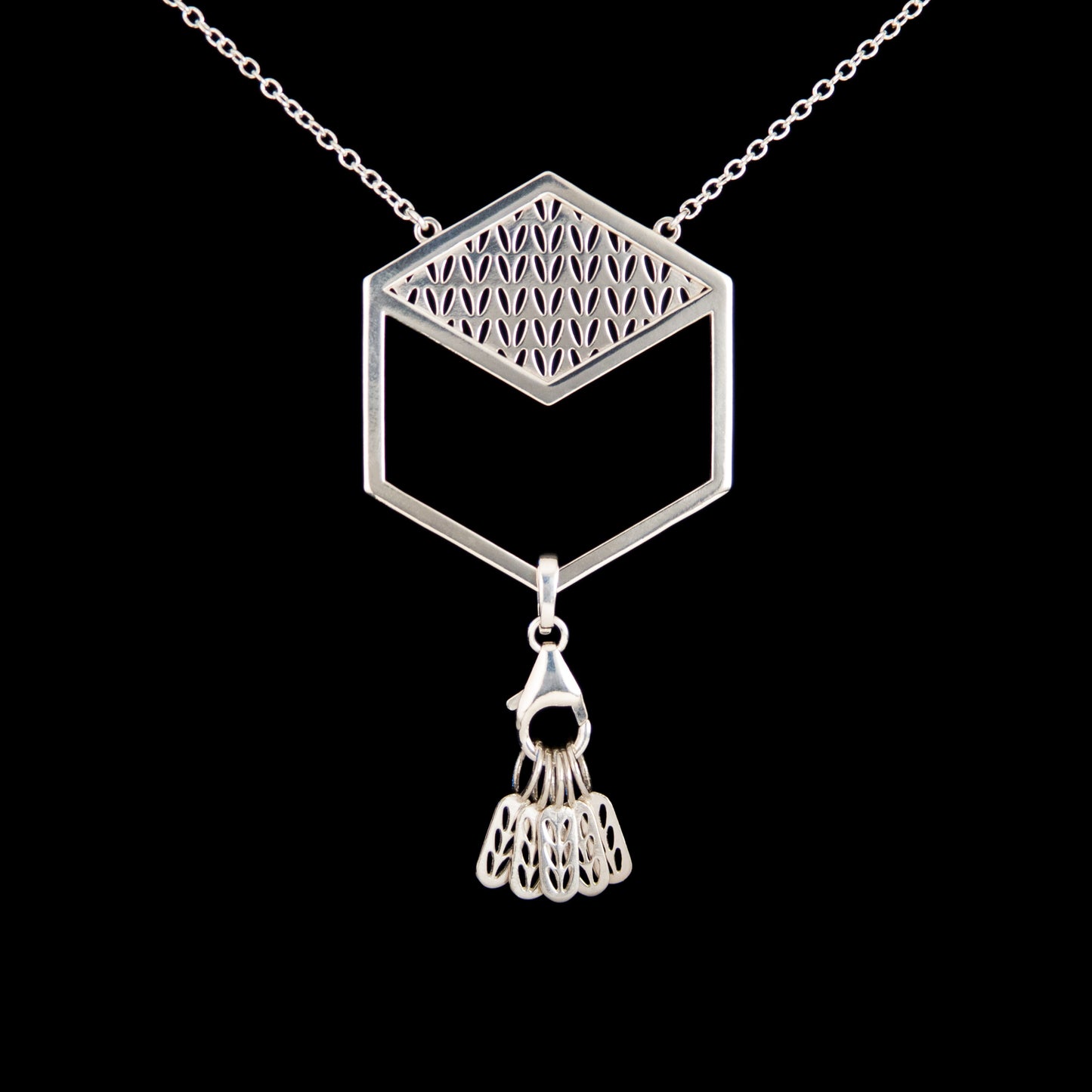 Sterling Silver Hexagon Stockinette Stitch Marker Necklace