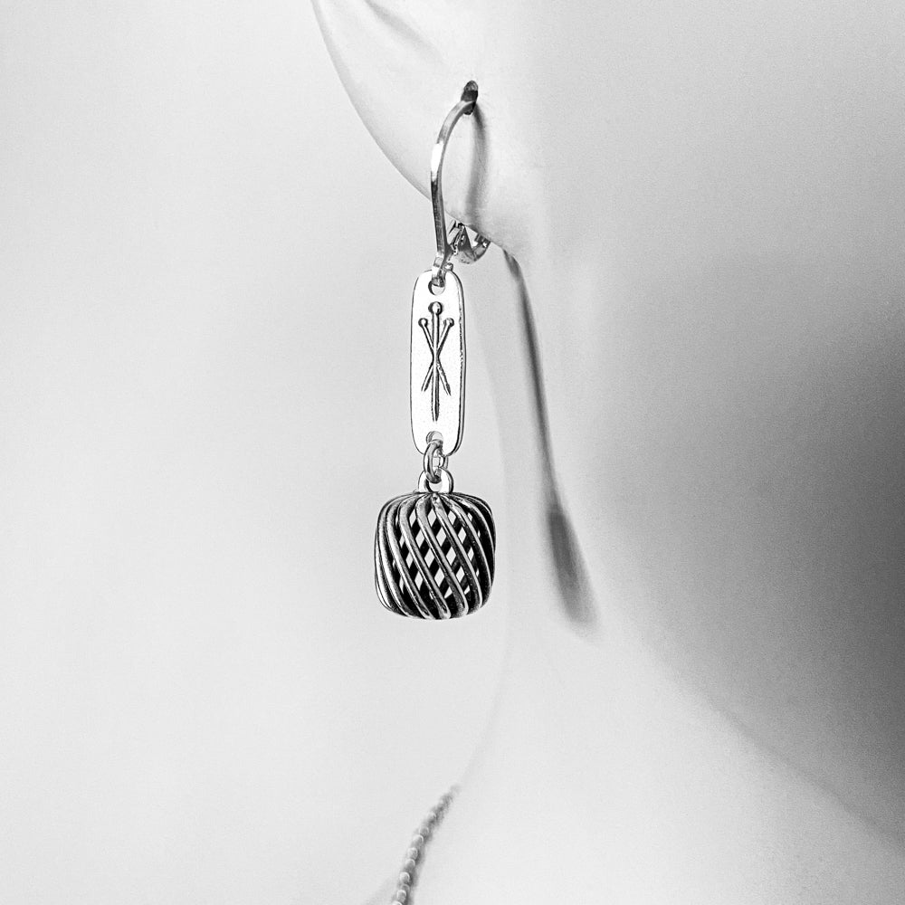 Cake and Needles Earrings in Sterling Silver