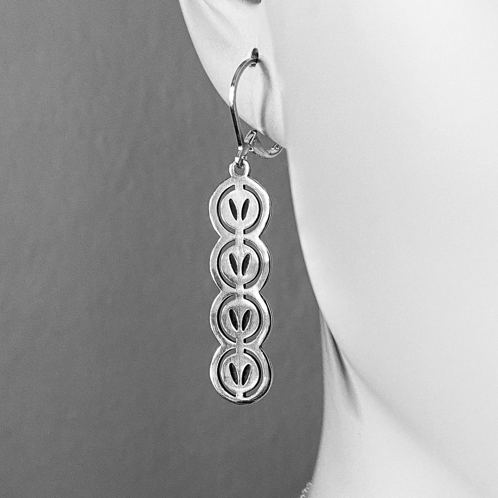 Abstracted Yarn Skein and Stockinette Stitch Motif Earrings in Sterling Silver
