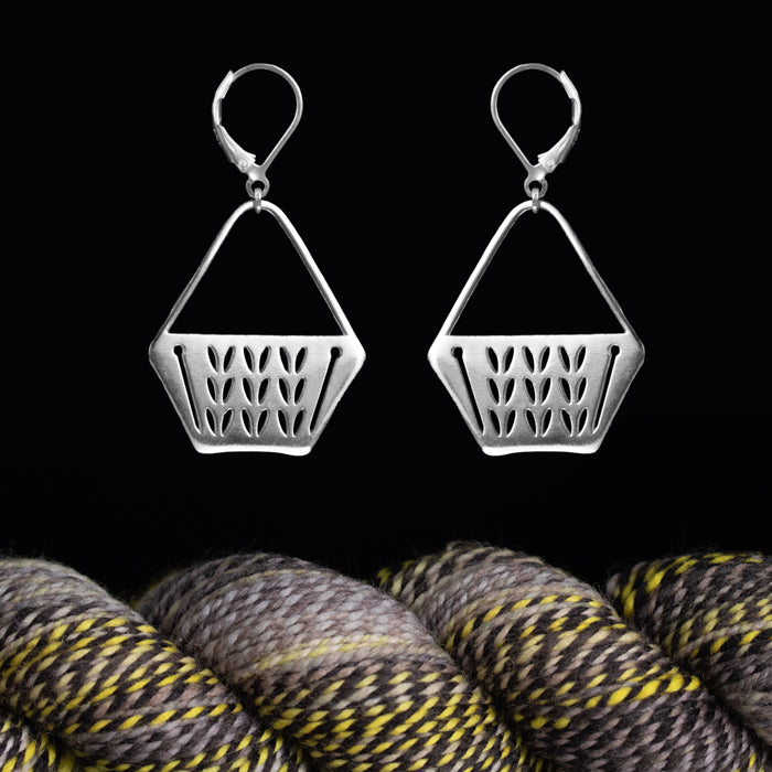 Sterling Silver Stockinette Stitch Project Tote Earrings