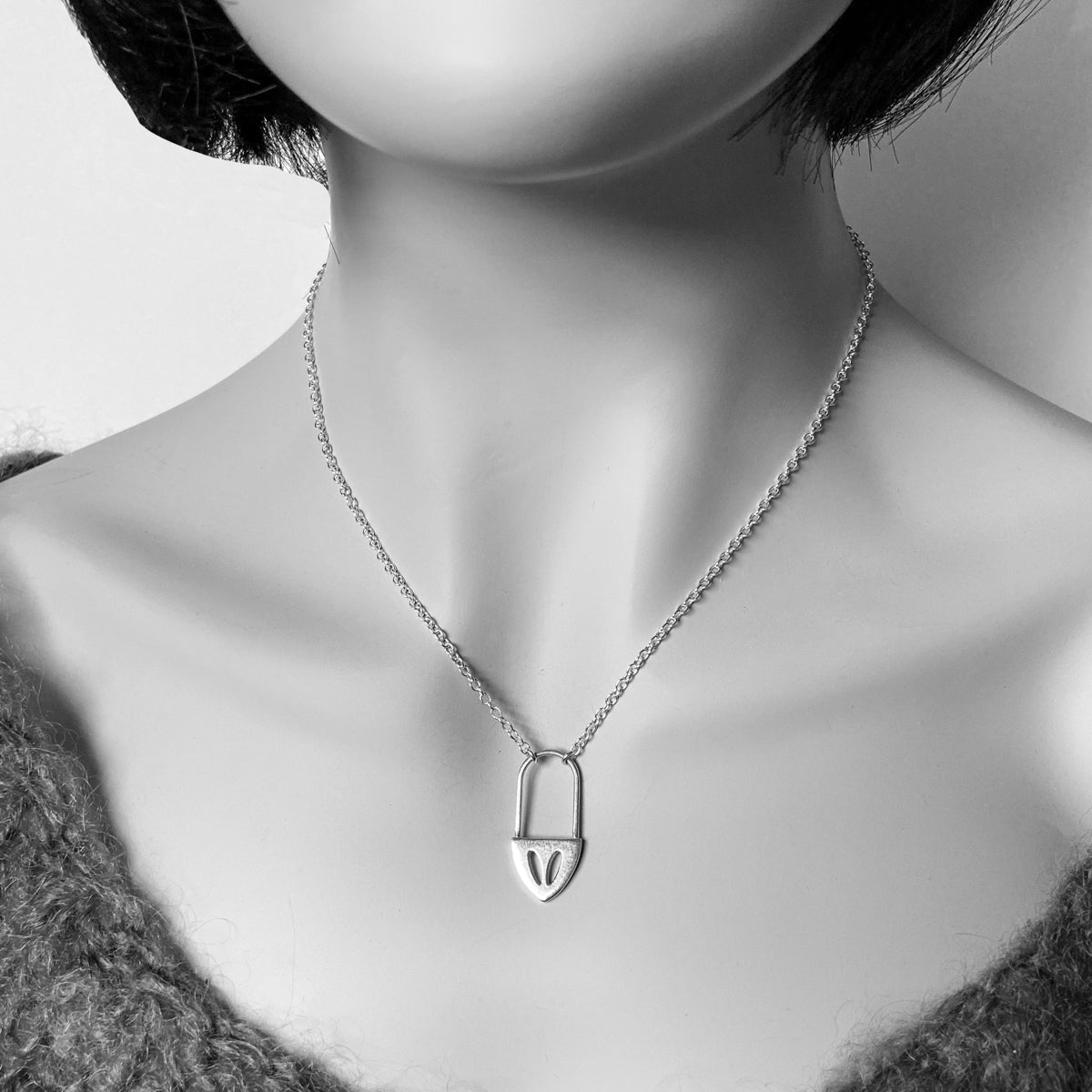 Drop Stockinette Stitch Necklace in Sterling Silver for Yarn Lovers