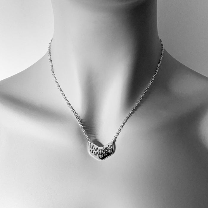 Stockinette Motif Chevron Necklace in Sterling Silver for Yarn Lovers