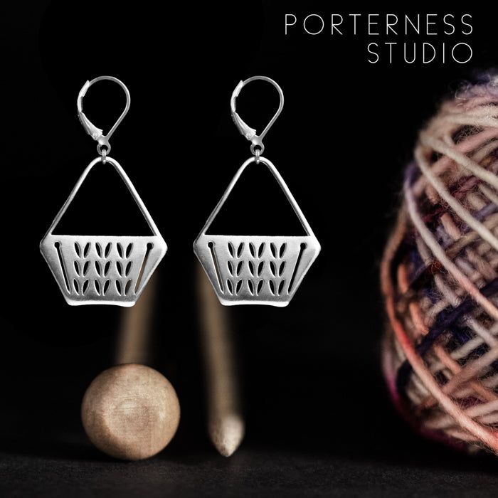 Sterling Silver Stockinette Stitch Motif Earrings - Project Bag