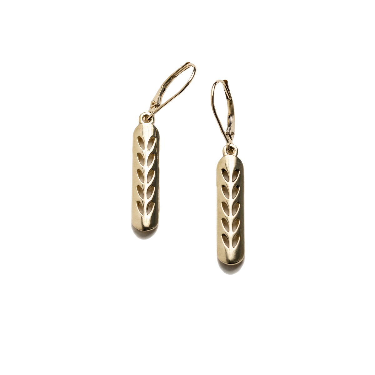14K Gold Stockinette Stitch Motif Earrings-Short Row