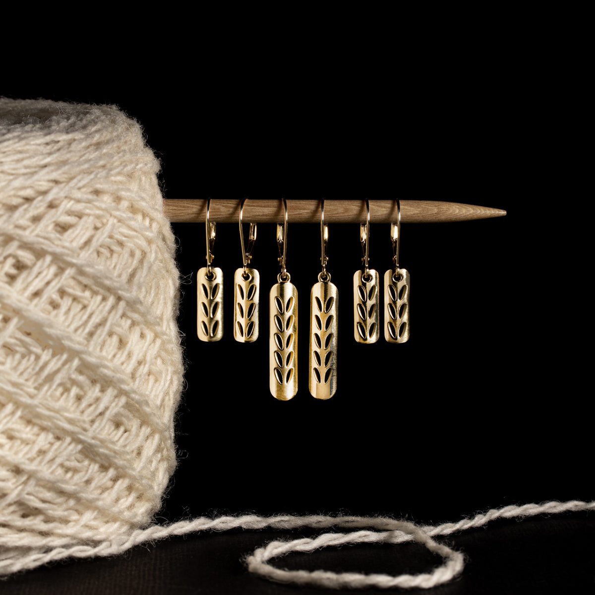 14K Gold Stockinette Stitch Motif Earrings-Short Row