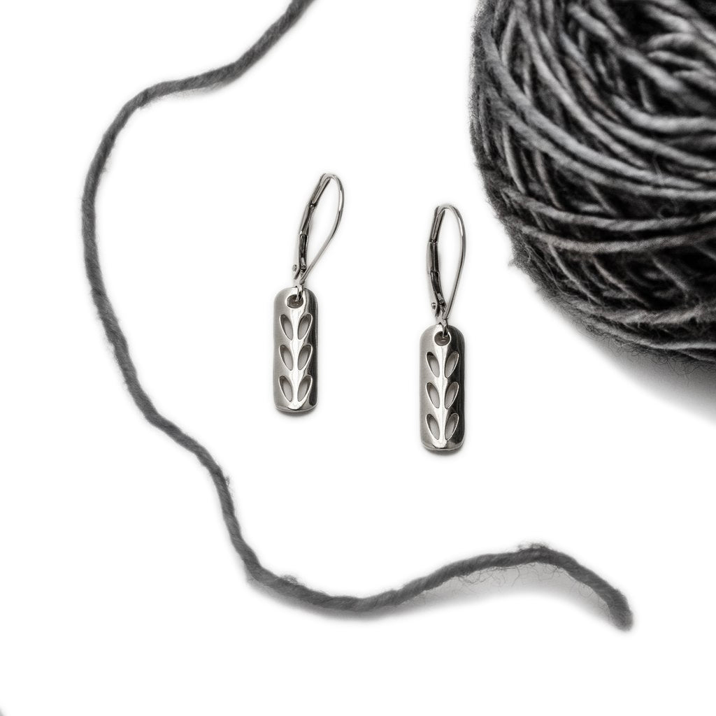 Sterling Silver Stockinette Stitch Motif Earrings - Minis