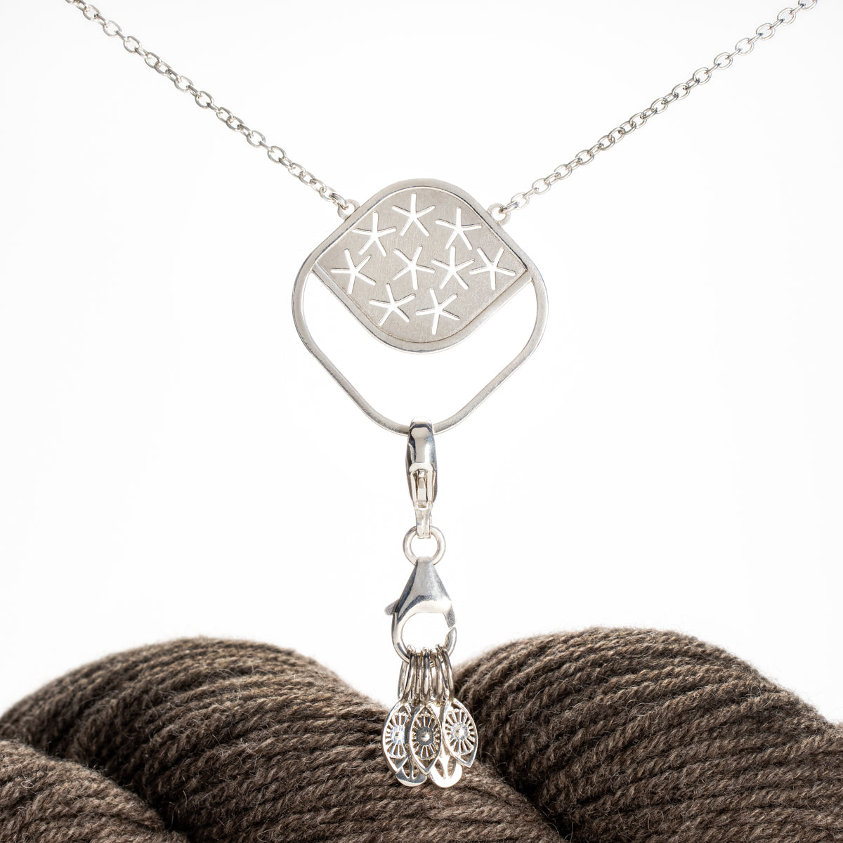Sterling Silver Stitch Marker Necklace - Egyptian Stars