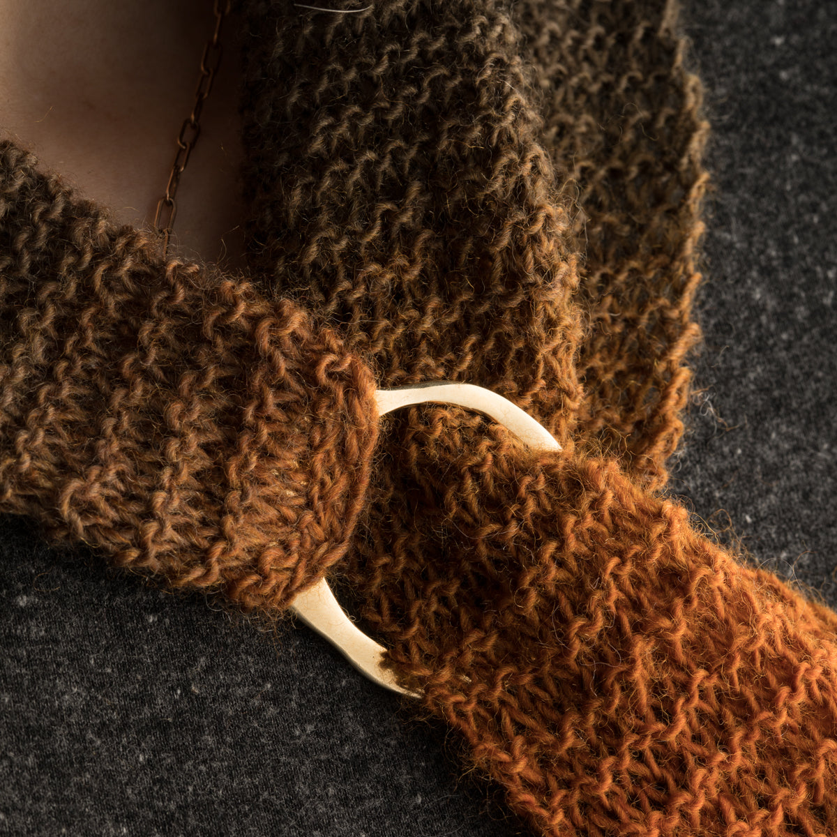 Porterness Studio Bronze Hand Craved Shawl Ring Knitting Jewelry