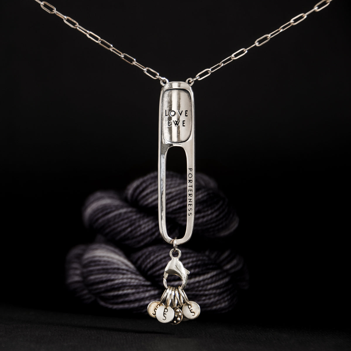 Knit marker Sterling Silver Demi-Sec Stitch Marker Necklace Porterness Studio Yarn Jewelry