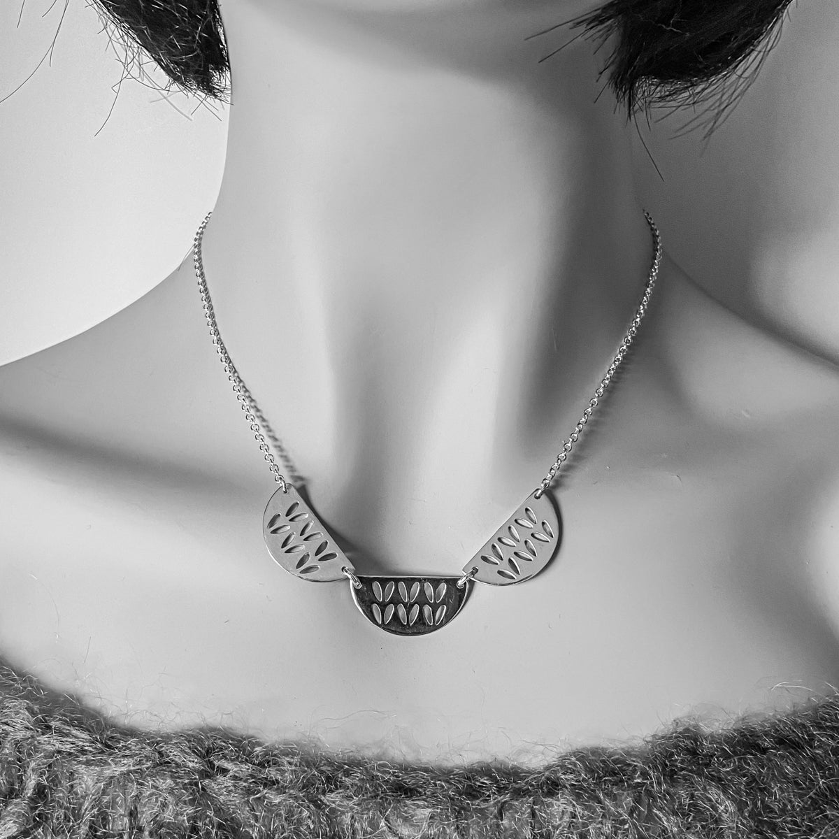Three Half Round Stockinette Necklace
