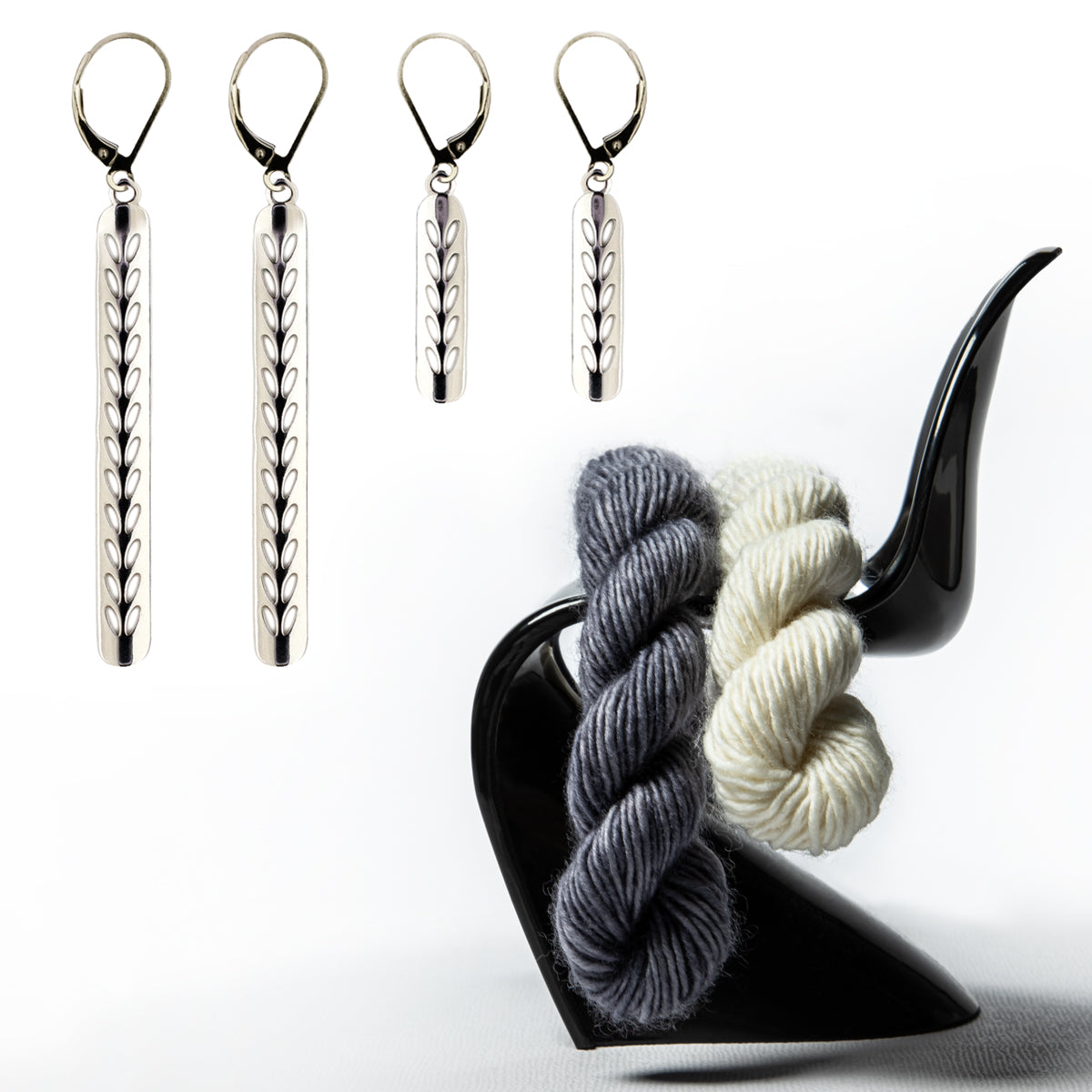 Sterling Silver Stockinette Stitch Motif Earrings-Short Row