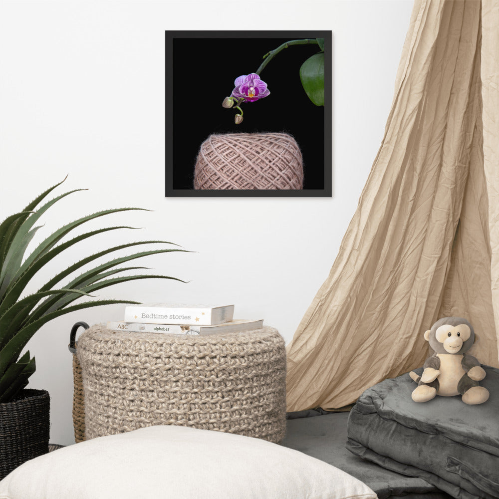 Porterness Studio Framed Photographic Print - Pink Flax Yarn Cake with Orchid