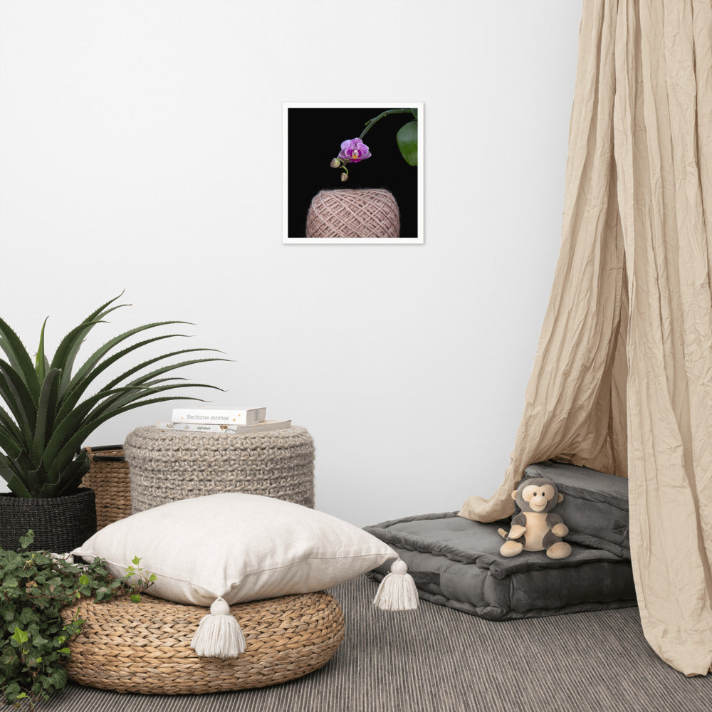 Porterness Studio Framed Photographic Print - Pink Flax Yarn Cake with Orchid